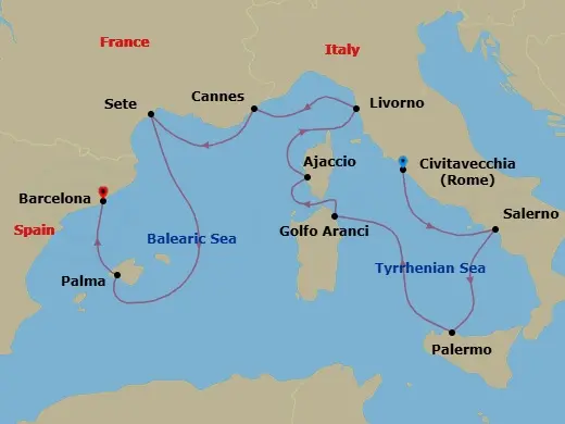 Itinerary schematic diagram