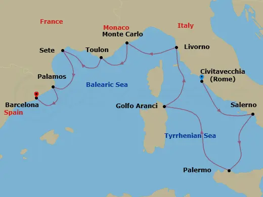 Itinerary schematic diagram