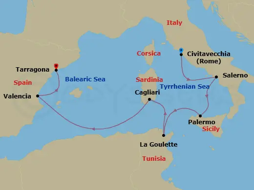 Itinerary schematic diagram