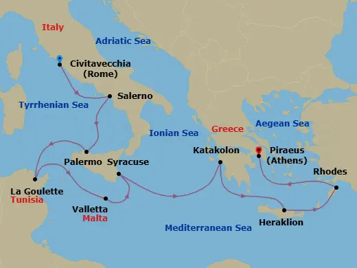 Itinerary schematic diagram