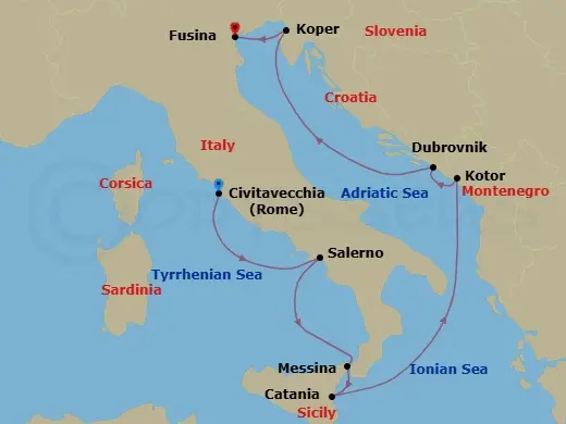 Itinerary schematic diagram