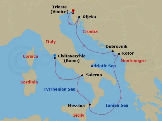 Itinerary schematic diagram