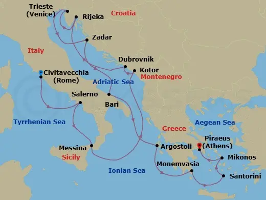 Itinerary schematic diagram
