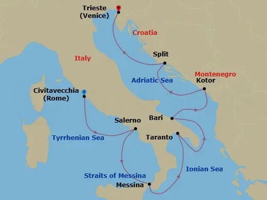 Itinerary schematic diagram