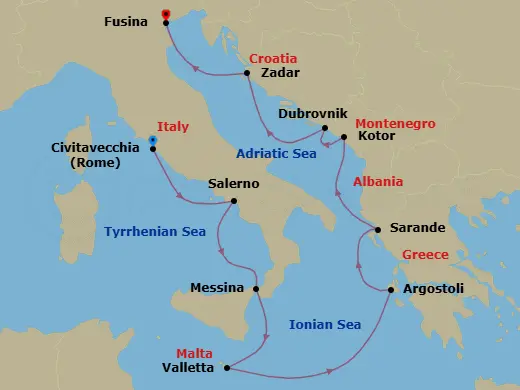 Itinerary schematic diagram