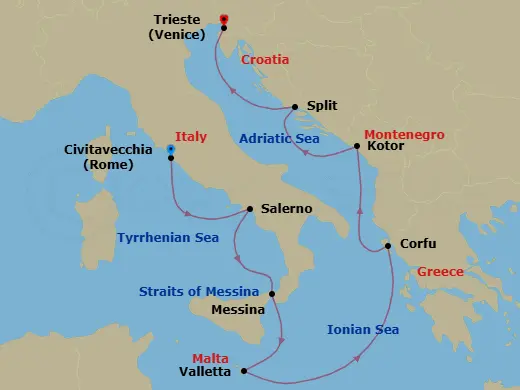 Itinerary schematic diagram