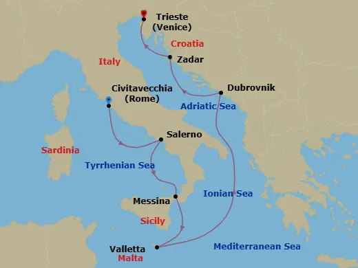 Itinerary schematic diagram