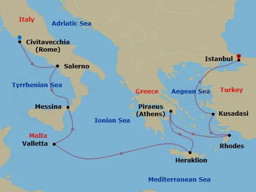 Itinerary schematic diagram