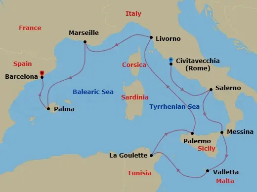 Itinerary schematic diagram