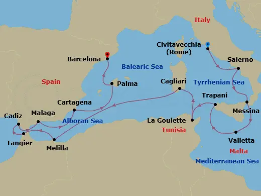 Itinerary schematic diagram