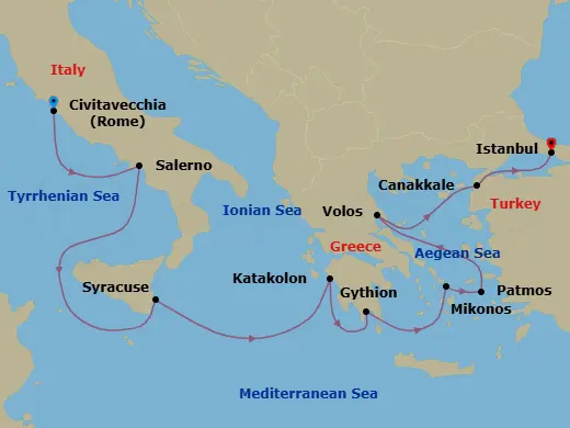 Itinerary schematic diagram