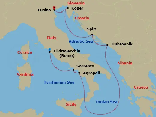 Itinerary schematic diagram