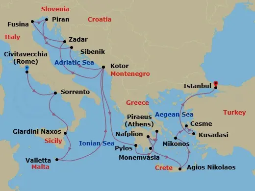 Itinerary schematic diagram
