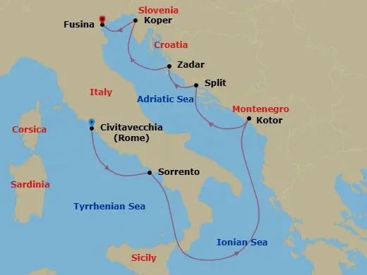 Itinerary schematic diagram