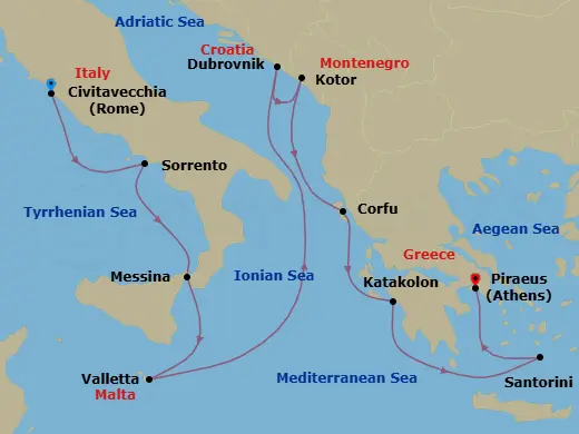 Itinerary schematic diagram