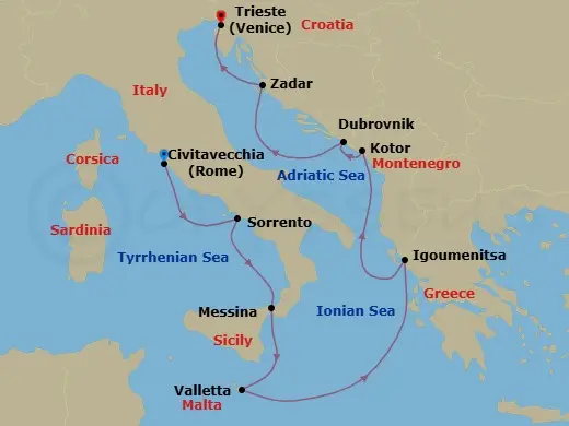 Itinerary schematic diagram