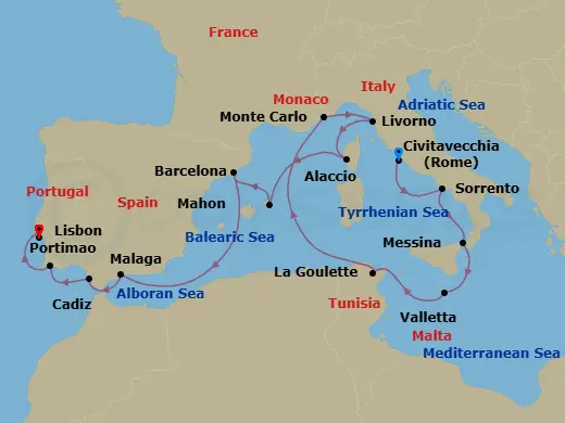 Itinerary schematic diagram