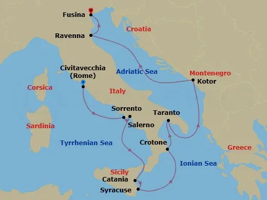 Itinerary schematic diagram