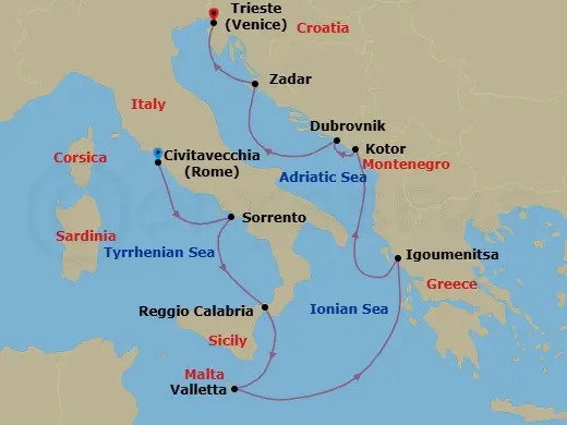 Itinerary schematic diagram