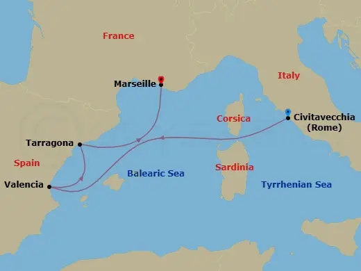 Itinerary schematic diagram