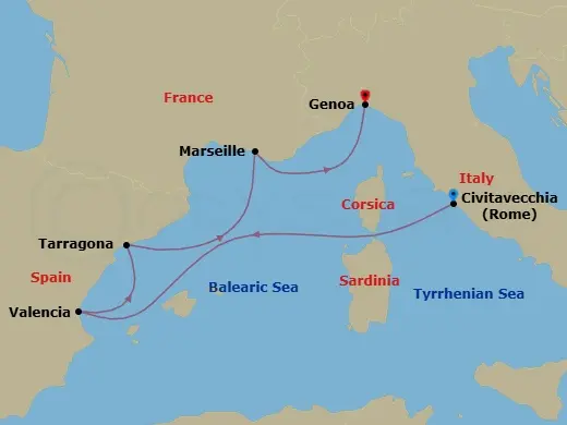 Itinerary schematic diagram