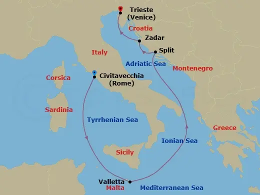 Itinerary schematic diagram