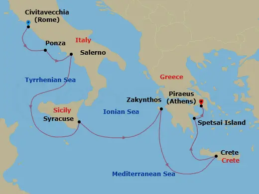 Itinerary schematic diagram