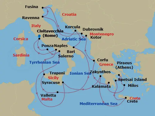 Itinerary schematic diagram