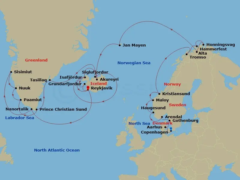 Itinerary schematic diagram