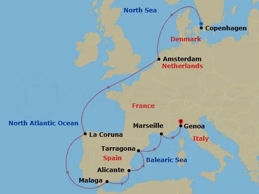 Itinerary schematic diagram