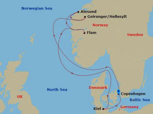 Itinerary schematic diagram