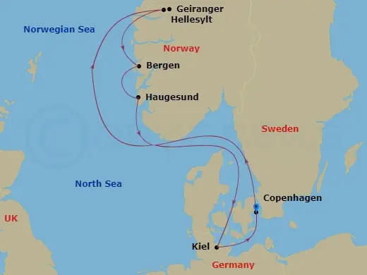 Itinerary schematic diagram