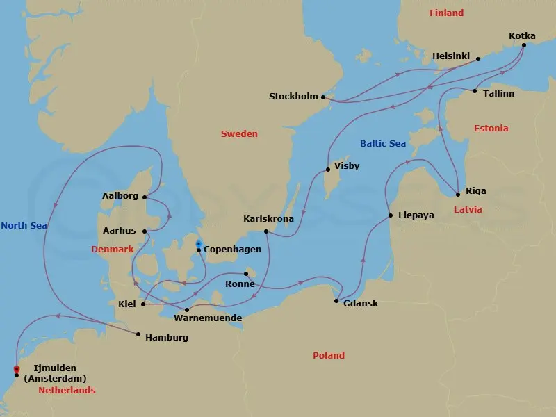 Itinerary schematic diagram
