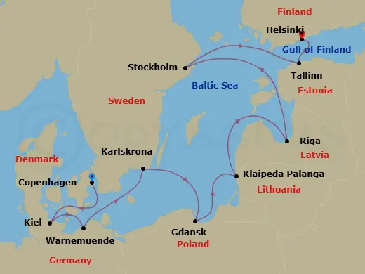 Itinerary schematic diagram