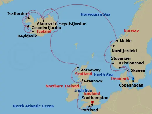 Itinerary schematic diagram