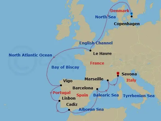 Itinerary schematic diagram