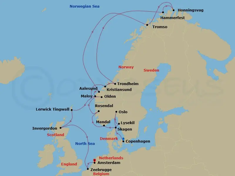 Itinerary schematic diagram