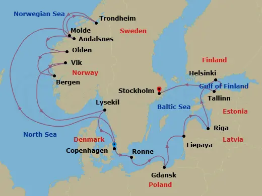 Itinerary schematic diagram