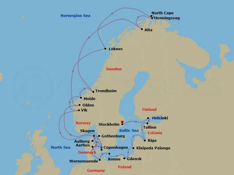 Itinerary schematic diagram