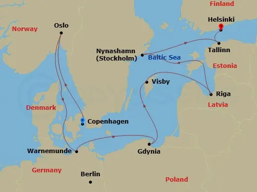 Itinerary schematic diagram