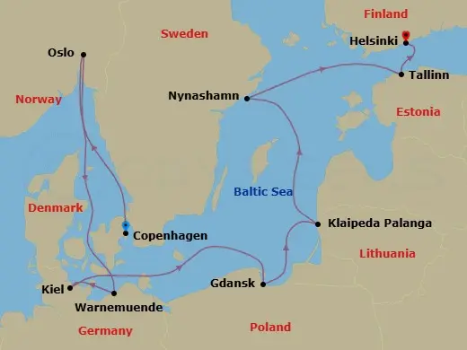 Itinerary schematic diagram