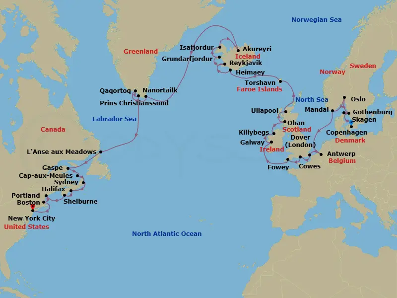 Itinerary schematic diagram