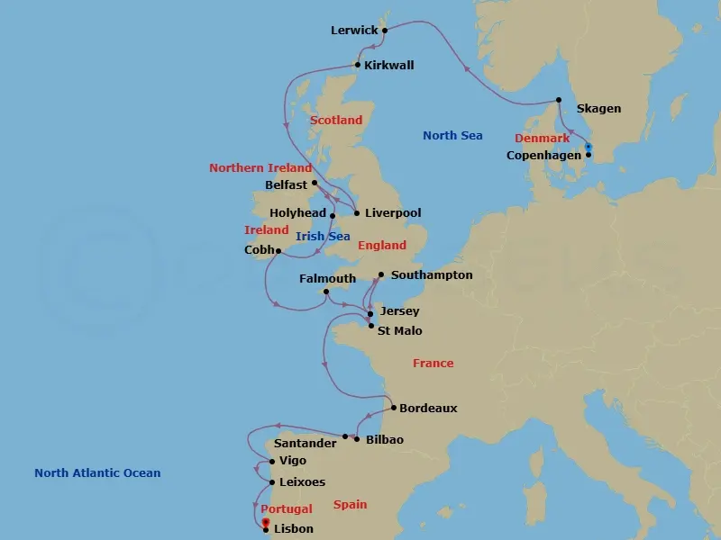 Itinerary schematic diagram