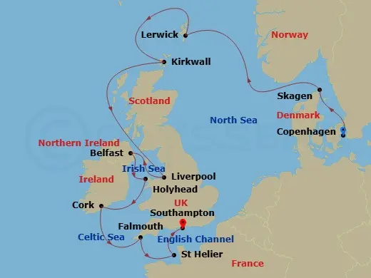 Itinerary schematic diagram