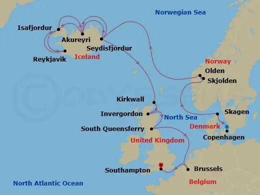 Itinerary schematic diagram