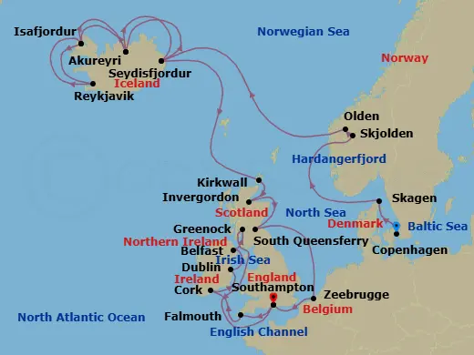 Itinerary schematic diagram