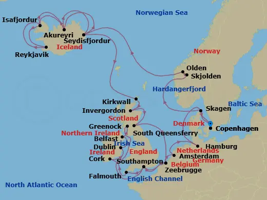 Itinerary schematic diagram