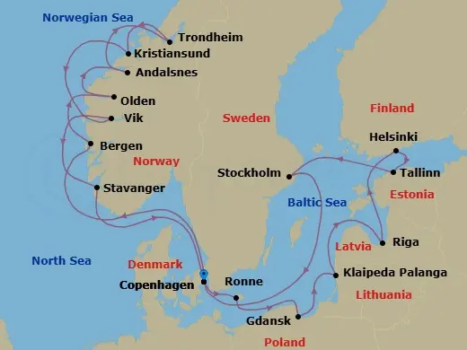Itinerary schematic diagram