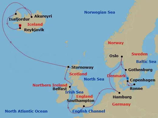 Itinerary schematic diagram