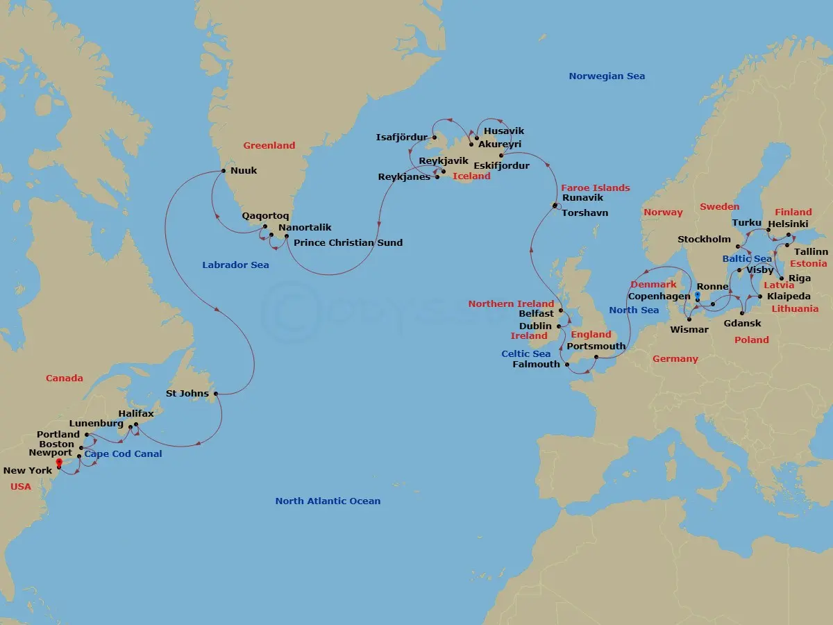 Itinerary schematic diagram
